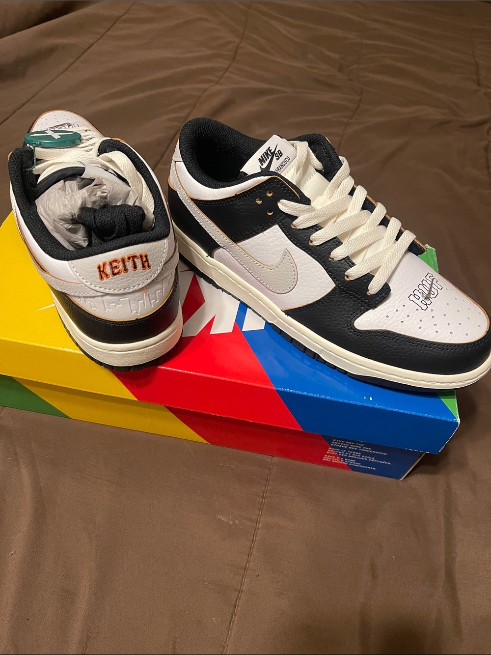 New Nike Mens, SB Dunk low HUF San Francisco, Keith Forever, size 7, White/Black - Picture 3 of 9